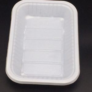 Disposable Food Container, White Plastic, Rectangular, 10p