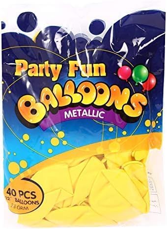 Party Fun Metallic Balloons, Yellow, 40 Pieces