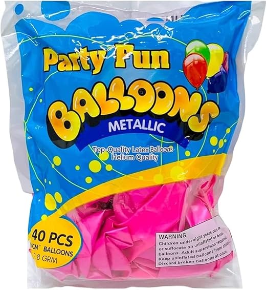 Party Fun Metallic Latex Balloons, 40 Pieces, Helium Quality, Pink