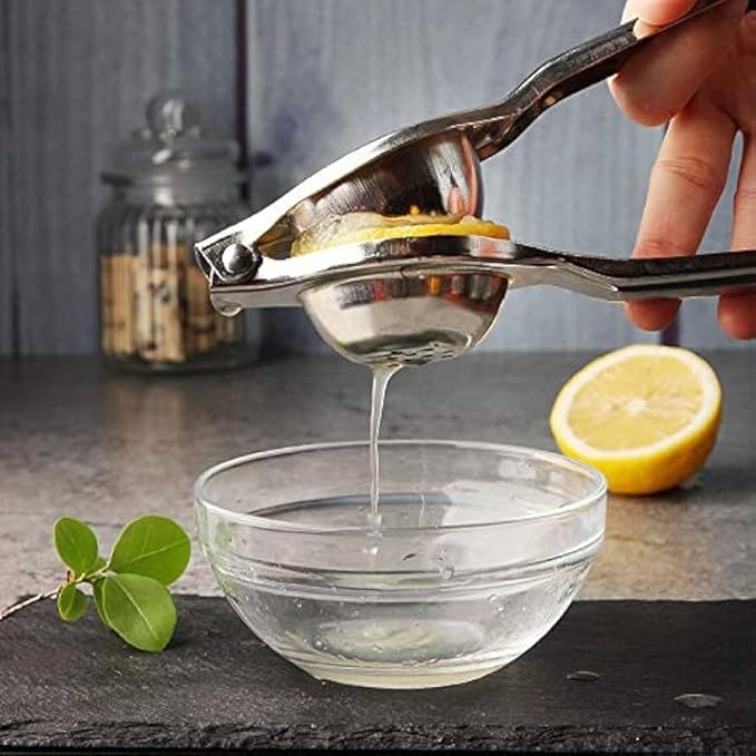 Manual Citrus Juicer, Stainless Steel Lemon Squeezer with Bowl, Heavy Duty Hand Press