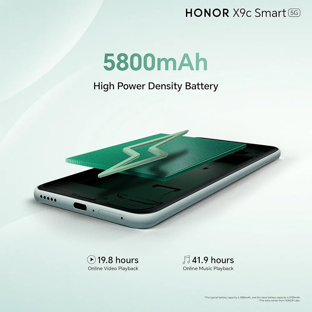 HONOR X9c Smart 5G (12+12+256GB), 120Hz 6.8 Inh Display, Drop Resitant, Scratch Resistant, Water Resistant Smartphone, Moonlight White - UAE Version