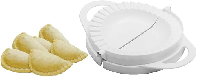 Dumpling Maker Press, White Plastic, 16.5 cm, Manual Empanada Mold with Handles