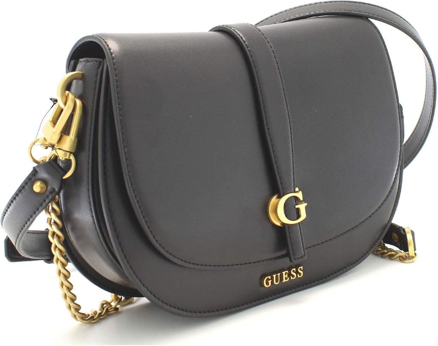 GUESS HWVA932920 BLA Kuba Tri-Compartment Shoulder Bag – Black Faux Leather Handbag for Women