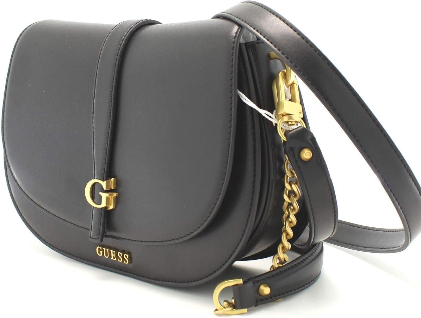 GUESS HWVA932920 BLA Kuba Tri-Compartment Shoulder Bag – Black Faux Leather Handbag for Women