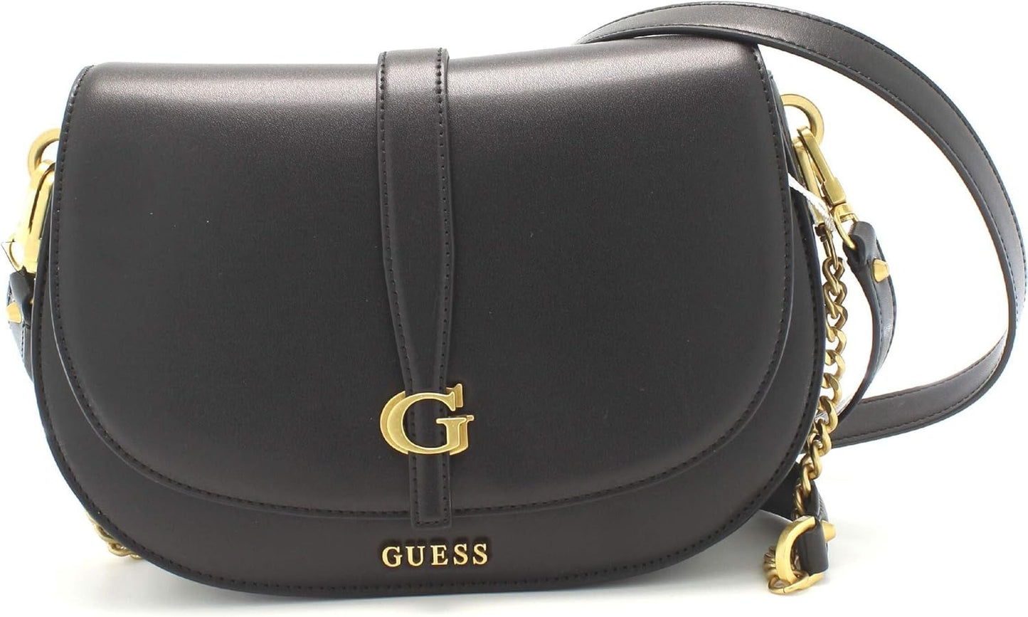 GUESS HWVA932920 BLA Kuba Tri-Compartment Shoulder Bag – Black Faux Leather Handbag for Women