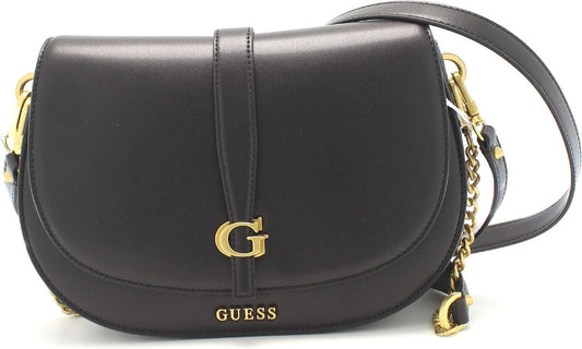 GUESS HWVA932920 BLA Kuba Tri-Compartment Shoulder Bag – Black Faux Leather Handbag for Women