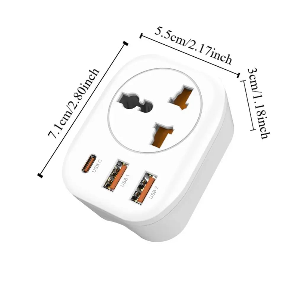 2500W Fast Charging Multi Socket Type C USB Ports Power Socket EU Plug UK Plug Wall Socket Extender PC