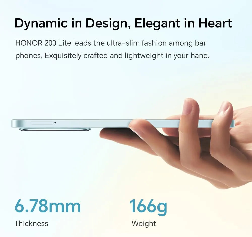 HONOR 200 Lite, 5G Dual SIM, RAM 8GB , ROM 256GB, 6,7” Anti-Drop AMOLED Display, 108MP Camera,- International Version